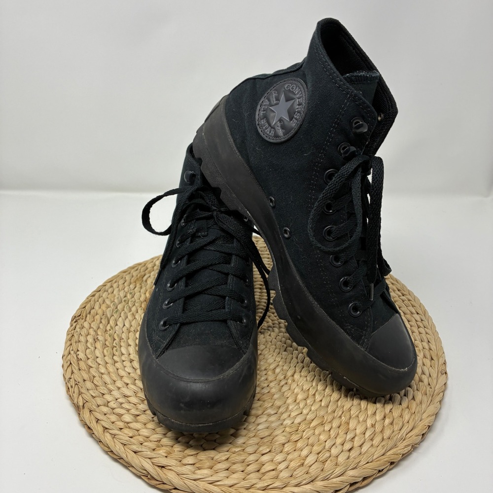 Converse Chuck Taylor All Star Lugged High Top Sneakers Triple Black Womens 9